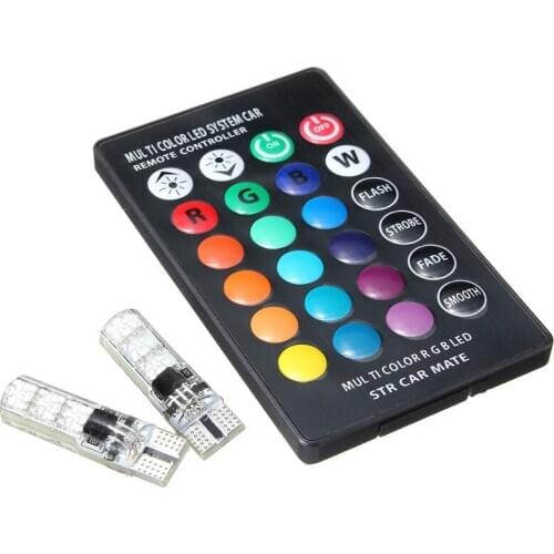 4pcs/lot LED Lights LED Bulbs RGB 194 168 501 Strobe Led Lamp Reading Lights With Remote Control White Red Amber 12V