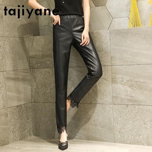 Tajiyane Pants Women Real Sheepskin Pencil Pants Woman Genuine Leather Trousers Womens Cloth Korean Style Pantalones TN1318