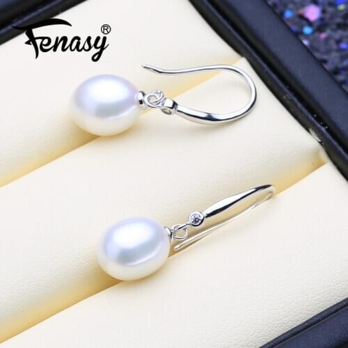 FENASY Pearl Jewelry Natural Pearl Earrings For Women 925 Sterling Silver Drop Earrings Fashion Jewelry