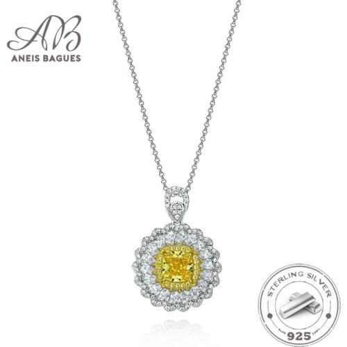 Aneis Bagues 100% 925 Sterling Silver Yellow High Carbon Dimaond Pendant Necklace For Women Wedding Party Fine Jewelry Gifts