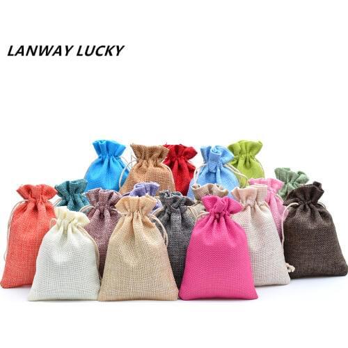 13x18cm/5X7" Handmade Drawstring Packaging Burlap Wedding Party Christmas Gift Bags Pouches Jute Bags 100pcs