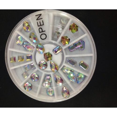 1X Wheels 3d Mixed Colors Glitter Gem Nail Art Rhinestones Stone Beads DIY Nails Studs Cellphone/Bags/Shoes Accessory JSL001