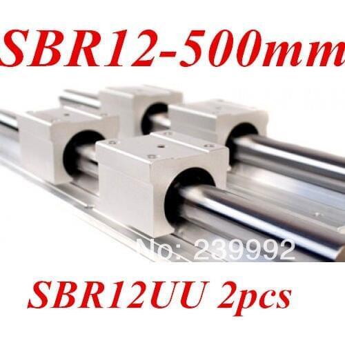 Top quality 2pcs SBR12 - L500mm Linear guide + 4pcs SBR12UU Linear Motion Bearing Blocks