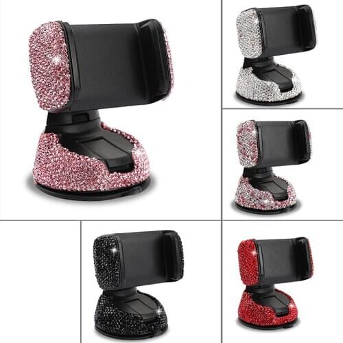 2020 Fashion Luxury Universal Car Auto Windshield Mount Phone Holder Stylish Diamond Crystal Decor Interior Mounts Bracket