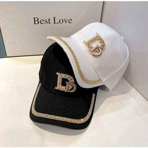 2021 Brand Letter D Baseball Cap for Women rhinestone trend cotton bling Cap snapback hip hop cap Outdoor Womens Sun Hat