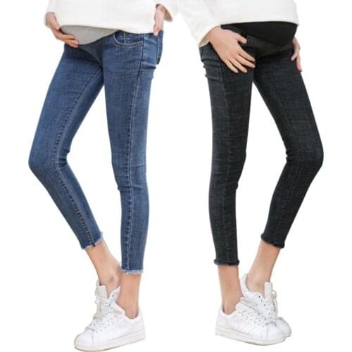 2021 Mother Clothes Elastic Soft Maternity Jeans Skinny Pregnancy Pants Lovely Trousers for Pregnant Women Spring Summer NEW