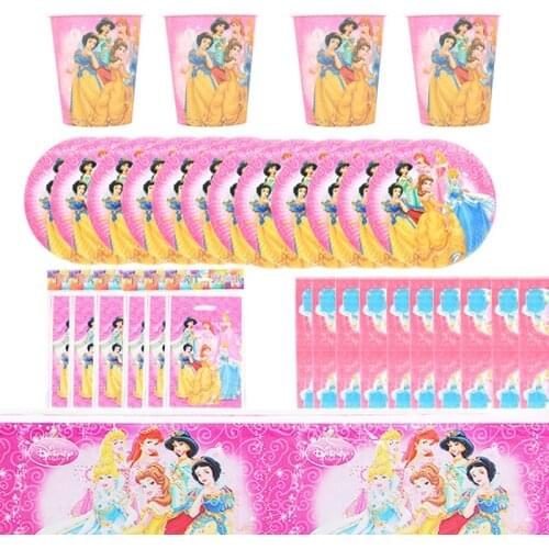 81pcs Disney Princess Party Supplies For Kids Birthday Princess Birthday Tablecloth Napkins Disposable Cup Plate Party Supplies