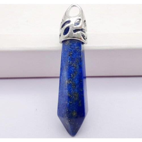 8x38MM Lapis Stone GEM Pillar Pendant Jewelry For Gift S210