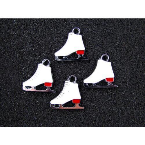 AE742 Mix Color 100Pcs Alloy Metal Enamel Roller skates Charms Pendant 22x22mm