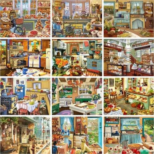 Huacan 5d Diamond Painting Full Square Kitchen Mosaic Food Embroidery Dining Table Cross Stitch Home Decor Rhinestone Pictures