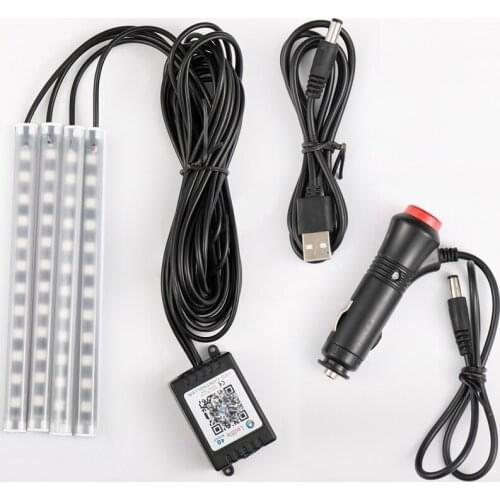 Car LED Ambient Lighting 48LED RGB Strip Light With App Control For Car Foot Light Atmosphere Music Control Multiple Modes lamp