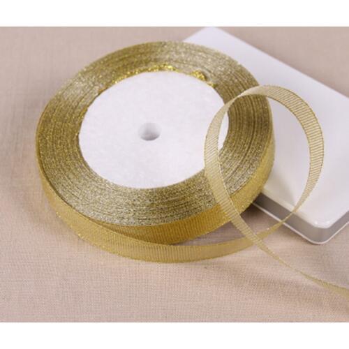 1/2'' 12 mm width glitter ribbon gift packing belt wedding party Christmas embellishment weaving sewing accessories gold