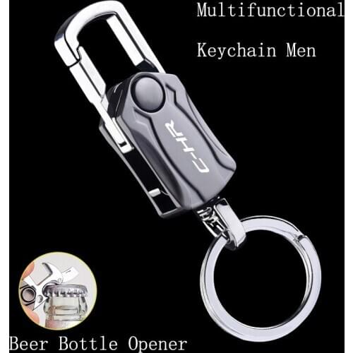 Beer Bottle Opener Keychain Laser engraving Car Keyring Multifunctional Fashion Zinc Alloy Keychain for C-HR 2016 2017 2018 2020