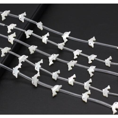 15 pcs Natural Sea Shell Dolphin Shape Beads for Jewelry Making Charm DIY Necklace Bracelet Accessories 7x12 mm