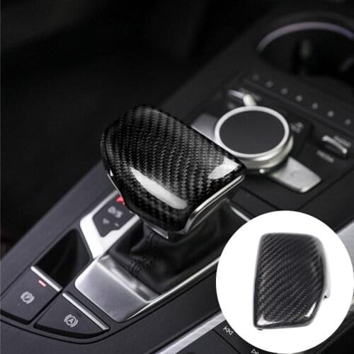 Real Carbon Fiber Car Gear Shift Knob Cover Trim For Audi A4 S4 RS4 A5 S5 RS5 Q5 Q7 Level Head Sheath Auto Interior Accessories