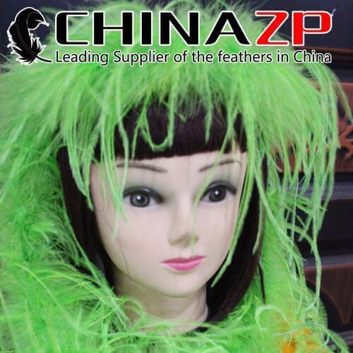 CHINAZP Wholesale 2yards/lot 35gram Fantastic Decoration Dyed Green Ostrich Feather Boas and Scarfs