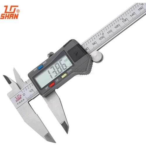 SHAN Digital Calipers 8" 0-200mm/0.01 Stainless Steel Calipers Large LCD Display Inch/MM Electronic Measuring Tools