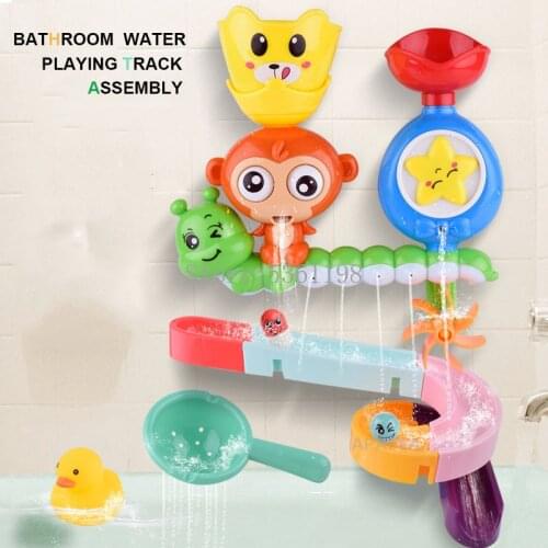 DIY Baby Bath Toys Wall Suction Cup Marble Race Run Track Bathroom Bathtub Kids Play Water Games Toy Set for Children