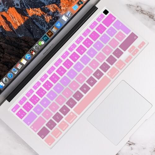 For MacBook Air 13 inch 2020 M1 A2337 A2179 Touch ID Ultra-thin EU Spanish Version Keyboard Cover Skin Protector Gradient Color