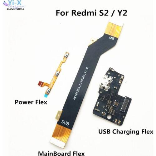For Xiaomi Redmi S2 Y2 Power Volume Flex & USB Charging Dock Flex Cable & Motherboard MainBoard Connections Flex Cable