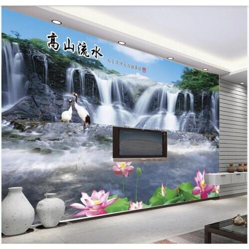 Custom photo wallpaper 3d mural wallpaper for walls 3 d Idyllic scenery forest waterfall lotus background wall papers home decor