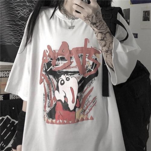 Japanese Harajuku Style Anime T Shirt Women Kawaii E-girls Punk T-shirt Aesthetic Tshirt Cartoon Girl Graphic Tees Unisex Female
