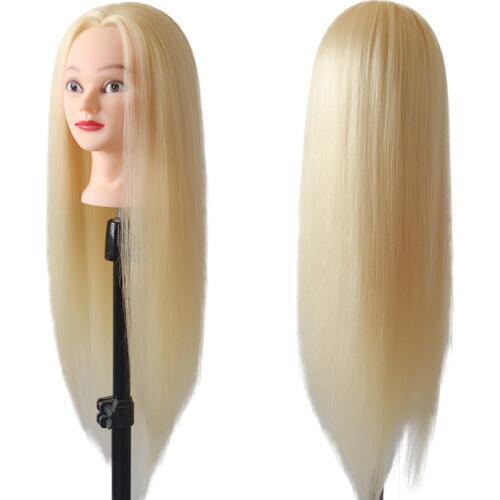 Mannequin head with long blonde white 100% high temperature fiber hair for dolls head braiding hairstyle practice with free gift