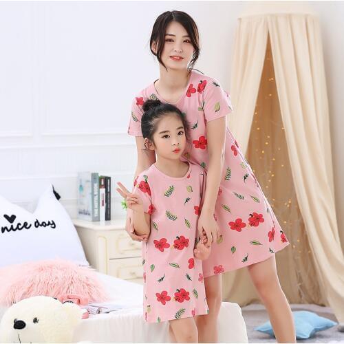 Girls Cotton Nightdress Little Teen Girl Pajamas Childrens Cartoon Dresses Summer Nightgown Women Sleep Clothes Kids Sleepwear