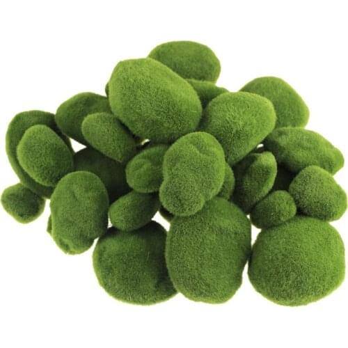 36 Pieces Assorted Sized Artificial Moss Rocks Decorative Faux Stones for Floral Arrangements, Fairy Gardens, Terrariums