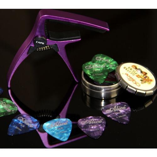 Guitar Capo and Picks Kit including One Guitar Capo and 12 pcs of Guitar Picks in one box