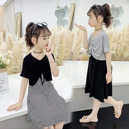Girl Suits Little Girl Short Sleeve Suspender Princess Dress Summer New Girl Fashion Two-piece Suits Childrens Clothing