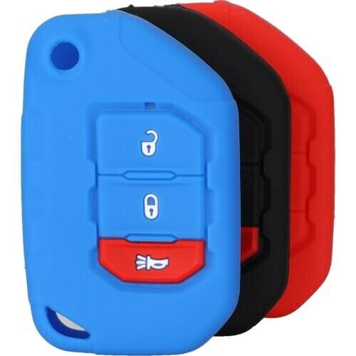 Kutery 3 Butttons Replacement Silicone Rubber Remote Car Key Case Cover Skin Shell For Jeep Wrangler JL