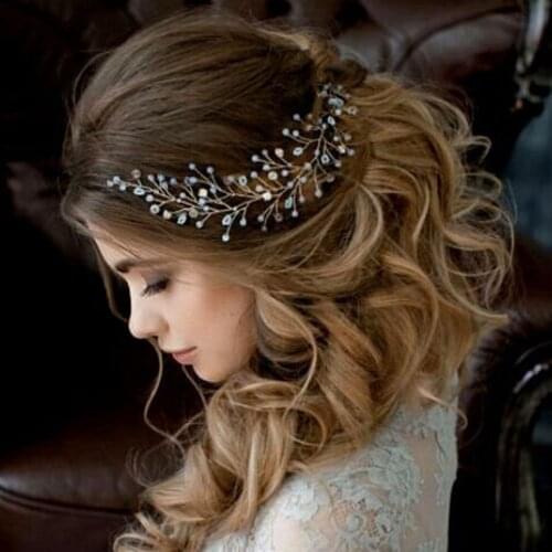 Fashion Wedding Hair Accessories Simulated Pearl Headbands for Bride Crystal Crown Floral Elegant Hair Ornaments Hairpin
