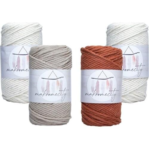 Scanned Makrome Macramé Hobby Rope 4'lü Set 2 Raw White 1 Milk Coffee 1 Tile