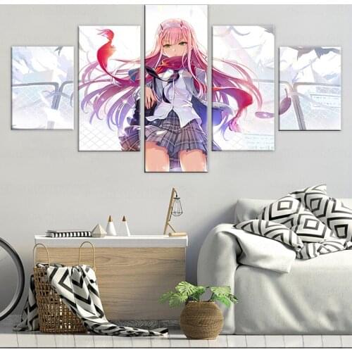 Wall Art Canvas Pictures Frame 5 Piece Darling in the FranXX Painting Living Room Modular Print Animation Poster Home Decoration