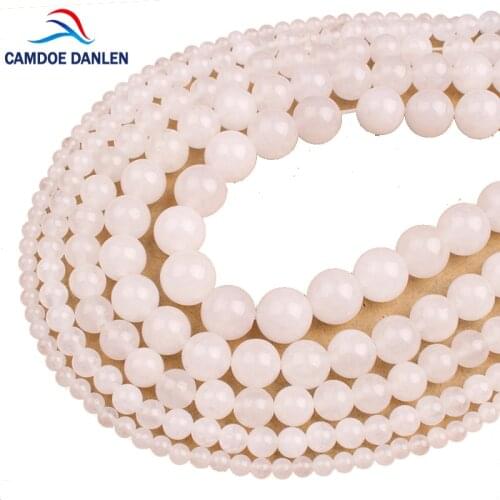 CAMDOE DANLEN Natural Crystal Beads White Round Loose beads 4 6 8 10 12mm Strand 15" Diy Bracelet Necklace beads Jewelry Making
