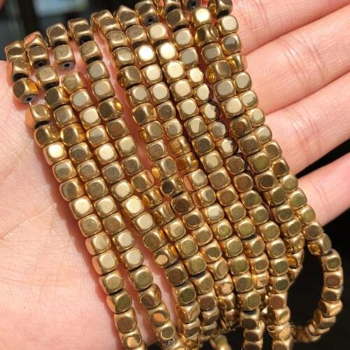 Natural Hematite Beads Good Color Retention Square Natural Loose Spacer Beads For Jewelry Making DIY Bracelet Accessories 15