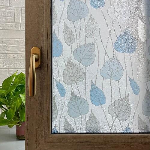 New Style Matte Leaf Window Film Stained Glass Vinyl for Home Self Adhesive Film Frosted Privacy Protective Window Sticker