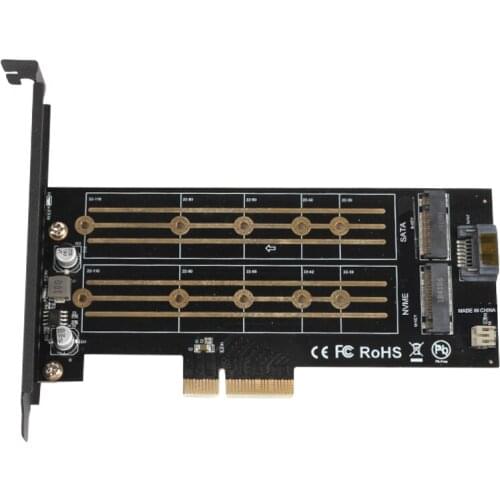 PCIE to M.2 NVME/NGFF SSD Extender Transmission High-Speed Dual-Bay Transfer Card LED SSD Computer Expansion