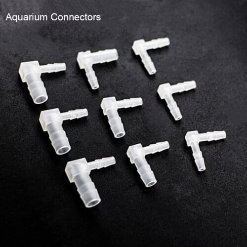 10pcs/lot 4mm Elbow Plastic Aquarium Connectors Fish Tank Air Water Pump Connector Control Valve Air Pipe Tube Accessories New