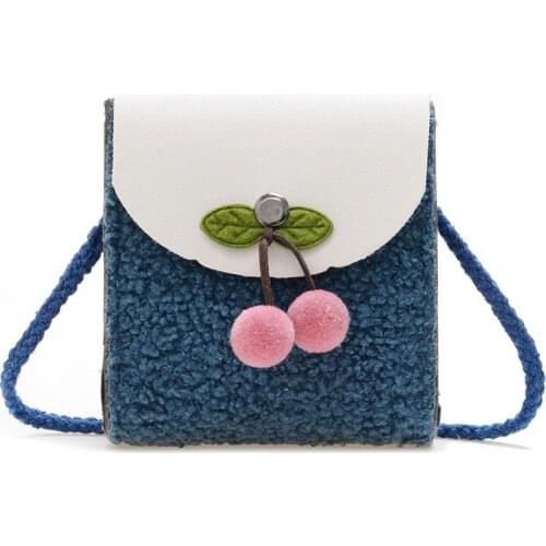 Plush Childrens Shoulder Bags Baby Girls Crossbody Bags Cute Cherry Infant Messenger Bags Mini Handbag for Girls Boy Coin Purse