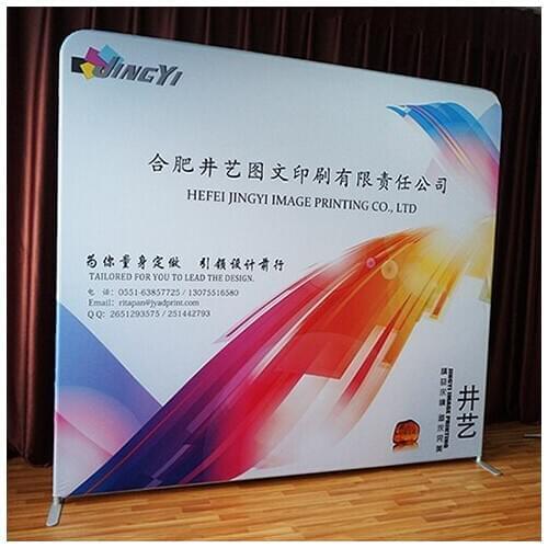 Custom Print Exhibition Easy Display Tube Pop up Tension Fabric Display Wall Banner Tradeshow Stand, 8X8ft, 230X230CM
