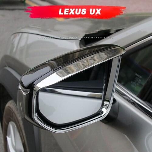Car Rearview Rear Mirror Frame Rain Shield Visor Chrome Trim for Lexus Ux UX260h UX200 2019 2020 2021 Exterior Accessories Auto