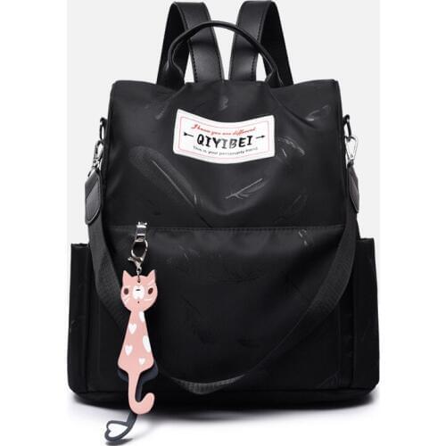 Nylon Cute Lady Backpack Kitten Pattern Waterproof Large Capacity Travel Bag Ladies Stylish Shoulder Hobos Women Handbag