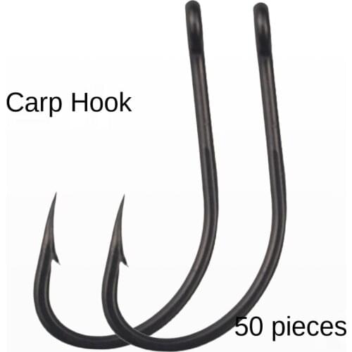 Silver Black Gold Freshwater Fishing Hooks Carp Fishhooks Barbed Hooks Kit Jigging Bait Carp Fishing Hook 50Pcs #3-#12