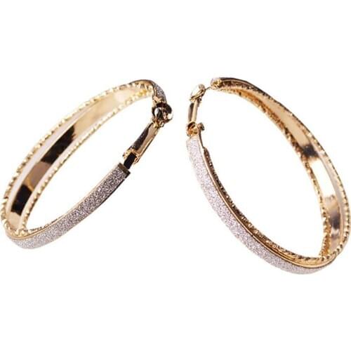 Fashion Hoop Earrings stud steel material Frosted finished silver color gold color plated for women girls gift