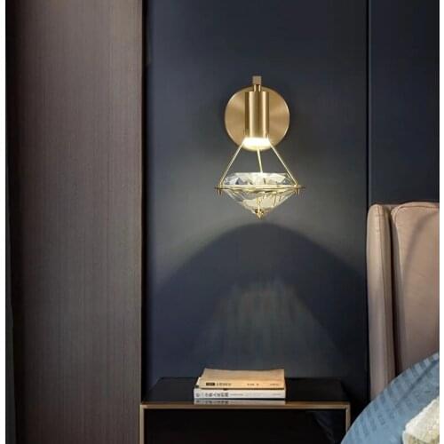 Modern Wall Lamp Bedside Lamp Interior Decoration Nordic Designer Crystal Copper Diamond Wall Lamp Corridor Bedroom Wall lamp