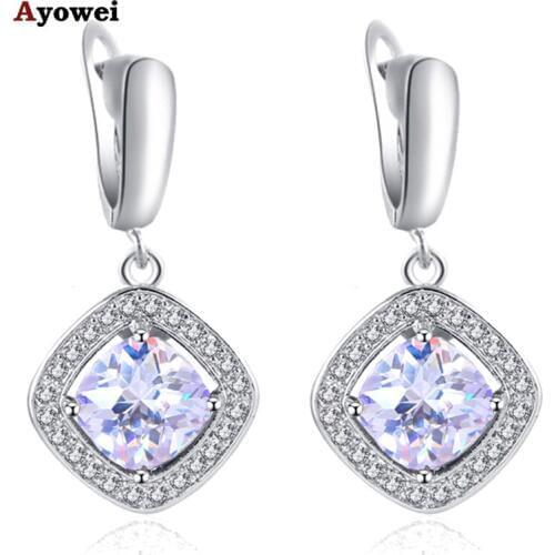 Wedding Earrings for Bride Cubic Zircon Earrings Silver Stamped Health White Crystal Fashion Jewelry Dangle Earrings JE1018A