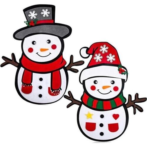 DIY Felt Snowman,Christmas Game Set with Detachable Ornaments, Xmas Wall Hanging Gifts for Kids Christmas Decorations,Set of 2 P