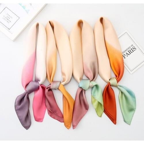 Women Silk Scarf Square Silk Scarves NeckerChief Satin Kerchief for Girls Rainbow Color Printed Fahsion Neck Hair Scarfs